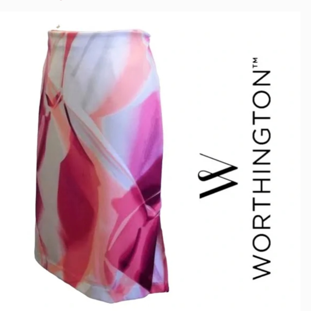 Worthington pencil skirt white/ hot pink Large
